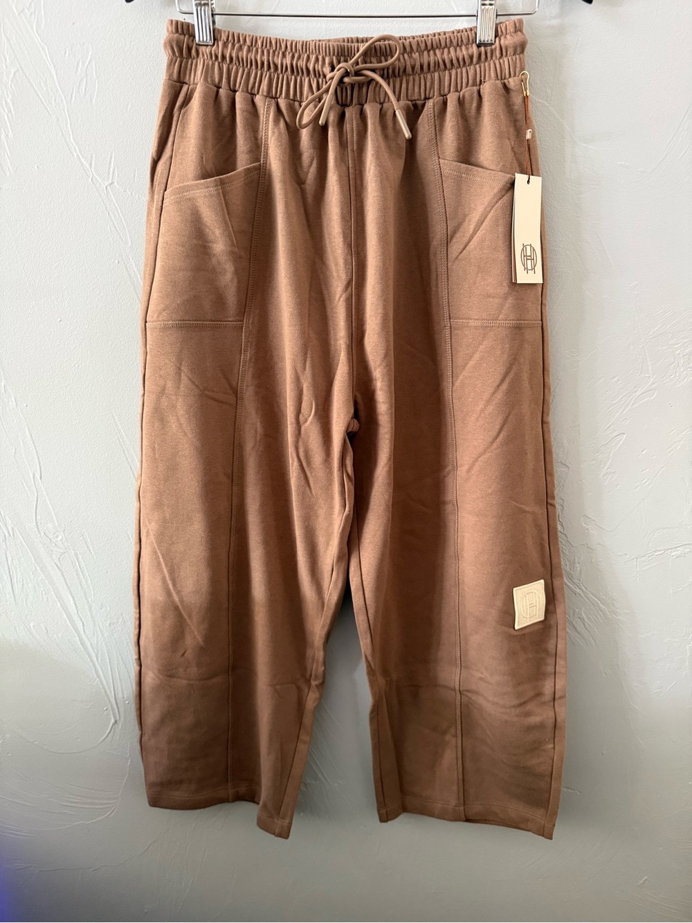 NWT House of Harlow 1960 Brown Wide Leg Drawstring Pants S